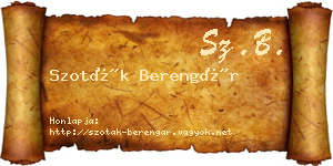 Szoták Berengár névjegykártya